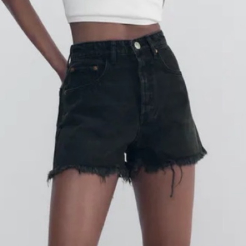 NWT Zara High Rise Ripped Denim Shorts
